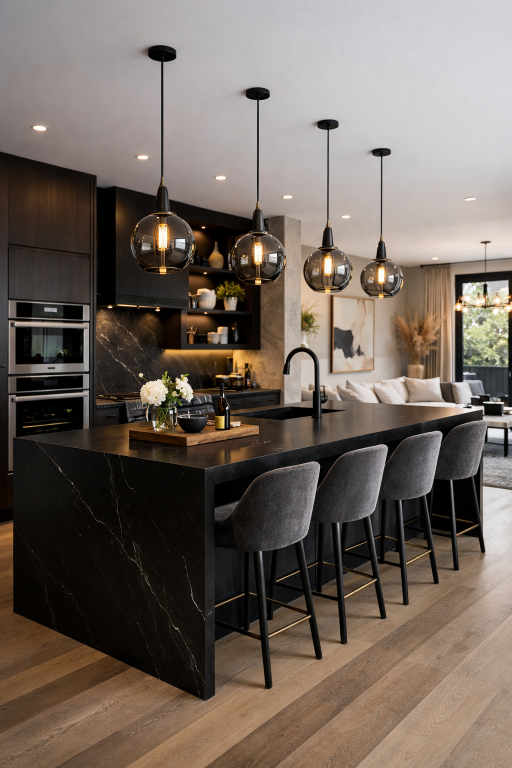 Black Kitchen Island
