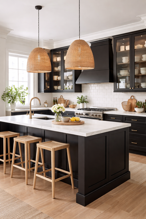 Black Kitchen with Glass Elements
