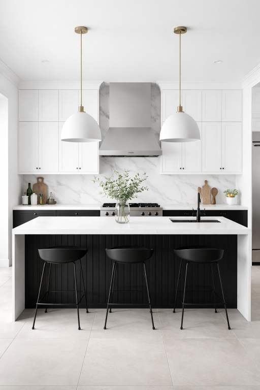 Black and White Contrast Kitchen