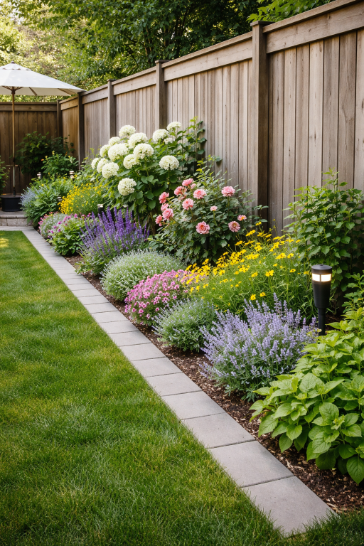 Fence Line Flower Beds 