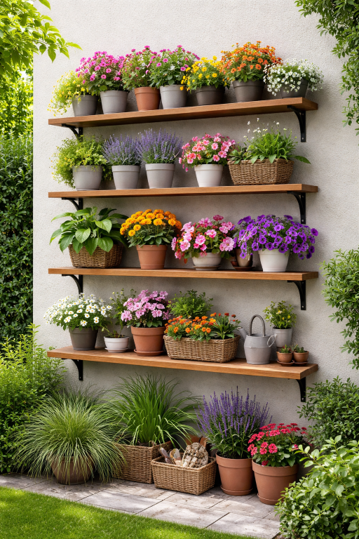 Flower Pots on Shelves