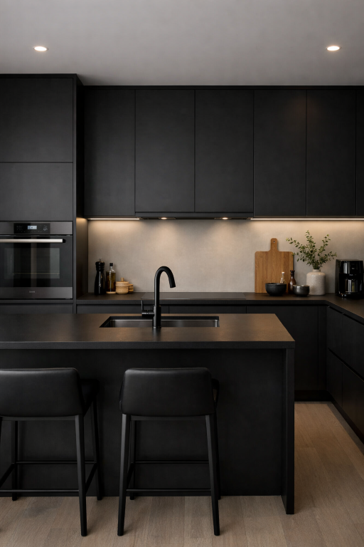 Matte Black Cabinets