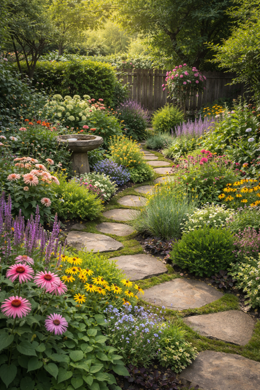Mixed Flowers and Green Plants