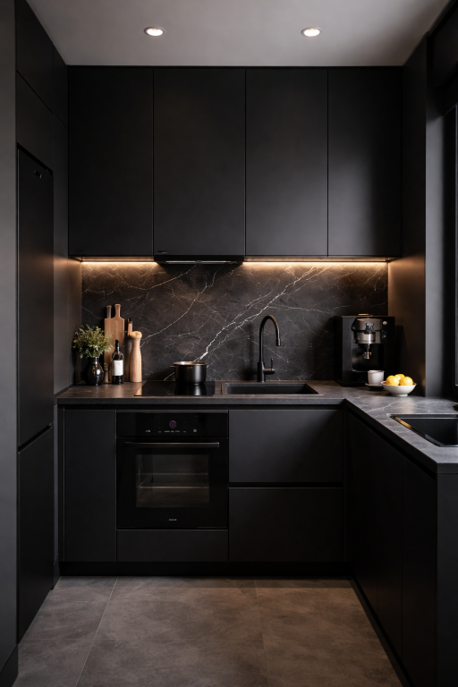 Small Black Kitchen Design
