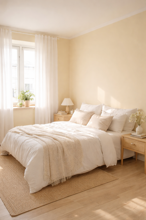 soft pastel yellow walls