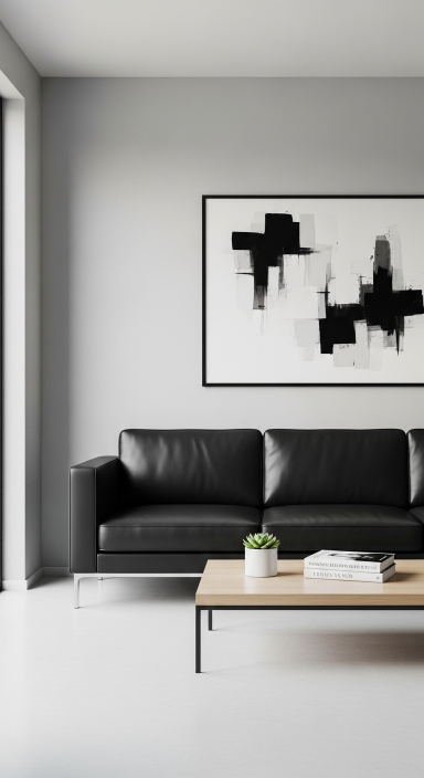 Black Leather Couch with Minimalist Decor.jfif