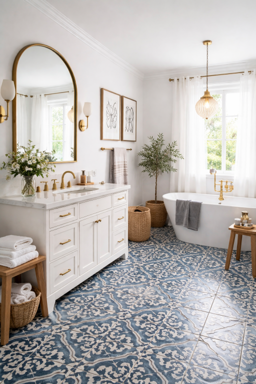 Dark Blue Minimal Bathroom
