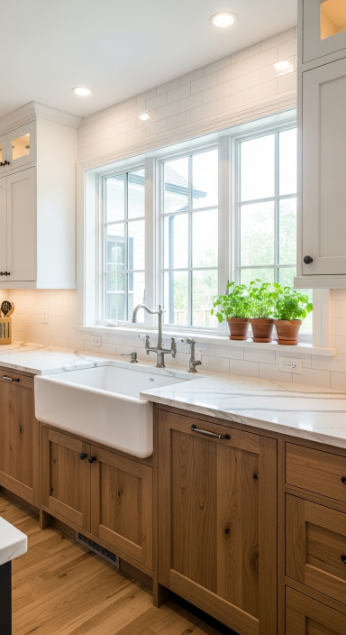 Farmhouse Sink with Modern Countertops