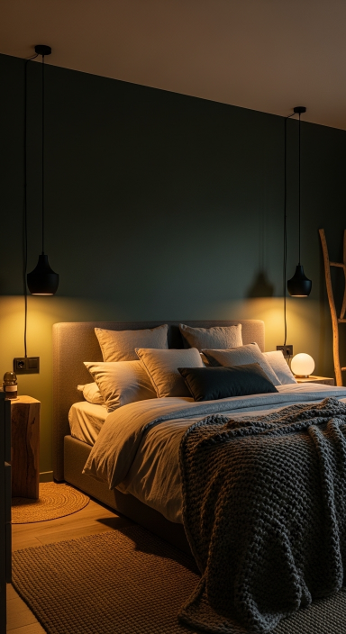Forest Green Walls with Black Lighting.jfif