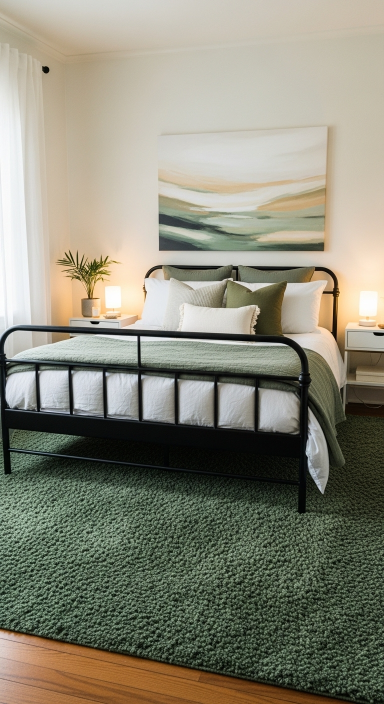 Green Rug with Black Bed.jfif