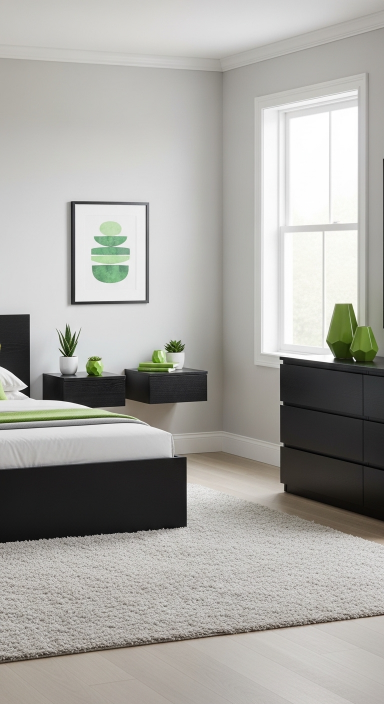 Matte Black Furniture with Green Touch.jfif