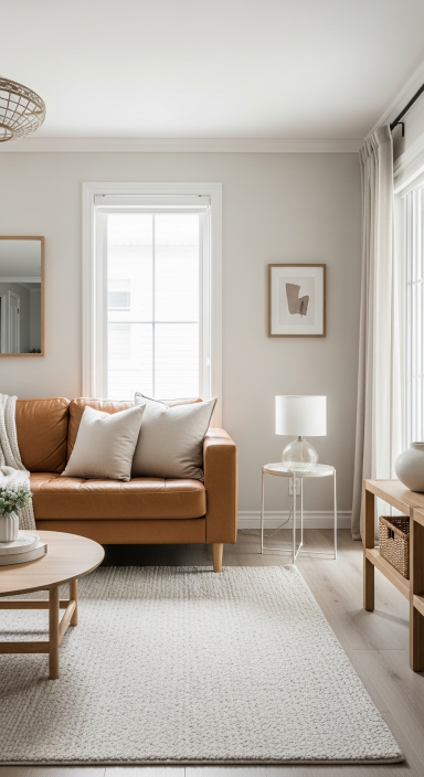 Neutral Color Living Room with Leather Couch.jfif