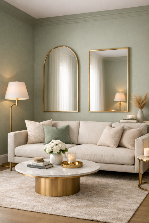Sage Green and Gold Accents