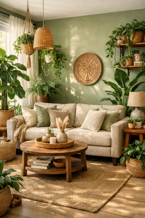 Sage Green with Indoor Plants