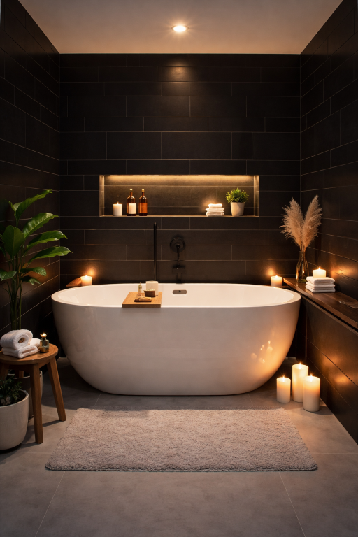 White Tub with Black Surround