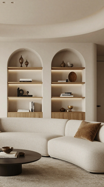Arched Built In Shelves