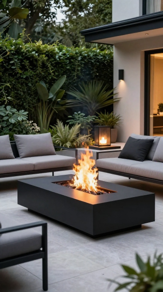 Black Contemporary Fireplace