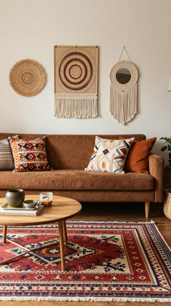 Bohemian Brown Couch Styling