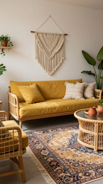 Bohemian Yellow Living Room Decor