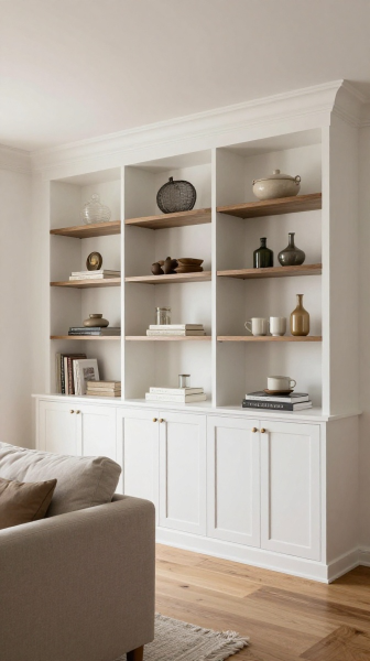 Built In Shelves With Cabinets