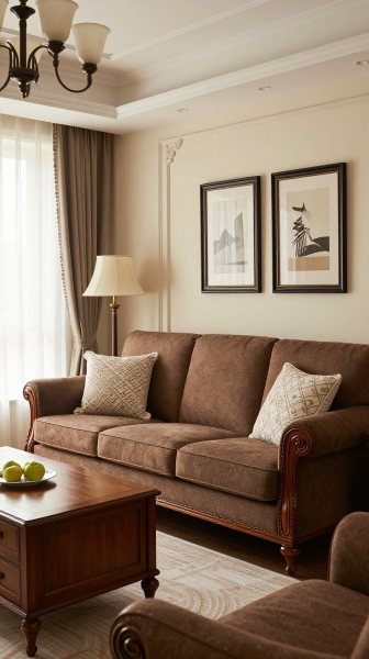 Classic Traditional Brown Couch Arrangement