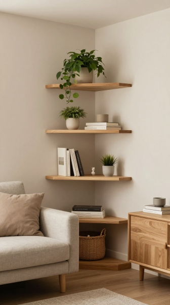 Corner Built In Shelves