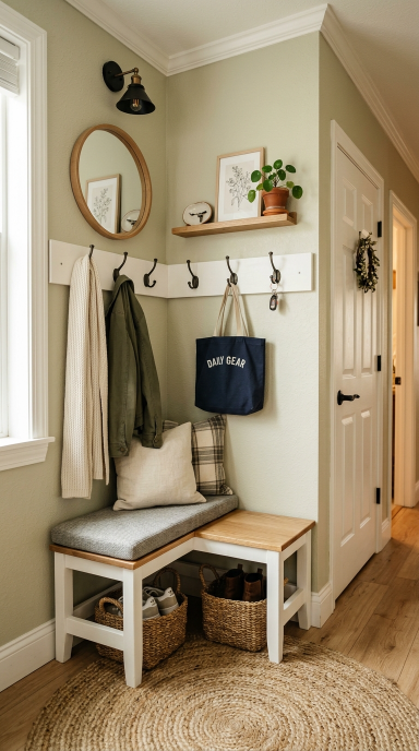 Corner Mudroom Setup