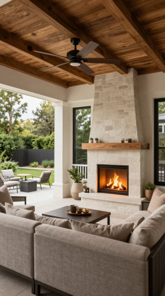 Covered Patio Fireplace