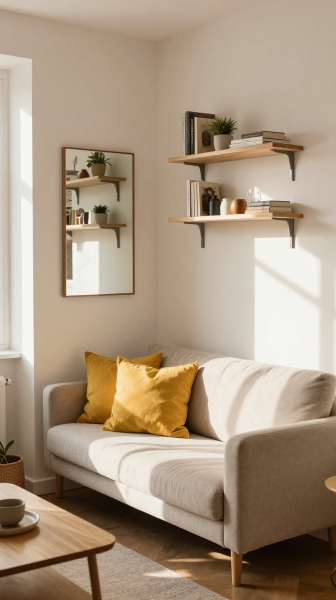 Cozy Yellow Apartment Living Room