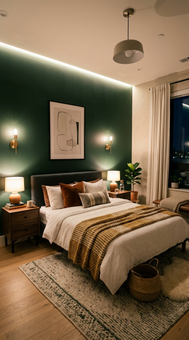 Dark Green Accent Wall