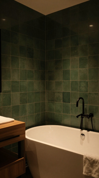 Dark Green Moody Bathroom
