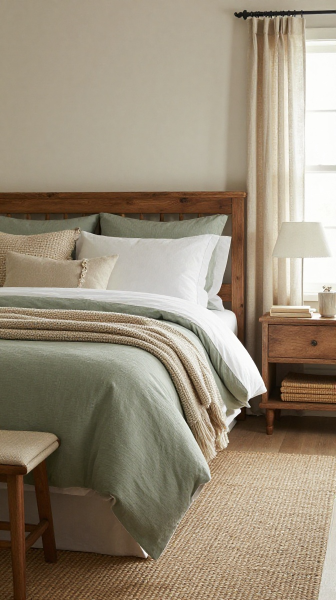 Farmhouse Bedroom With Layered Textures