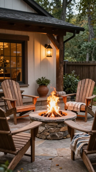 Farmhouse Style Fire Pit Area