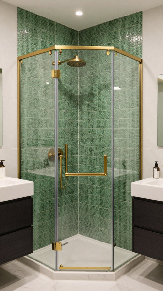 Green Mosaic Tile Shower