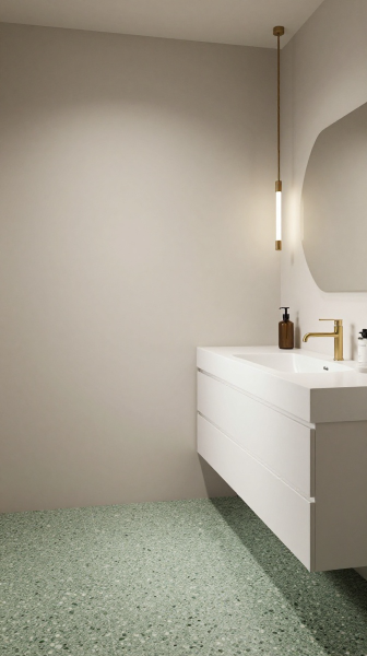 Green Terrazzo Bathroom Flooring