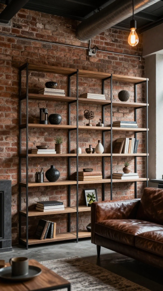 Industrial Metal and Wood Shelves