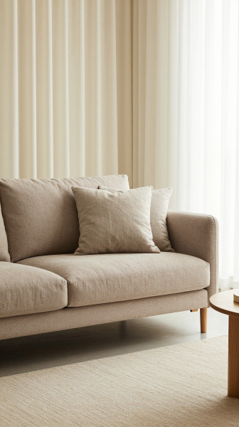 Light Brown Couch With Neutral Decor