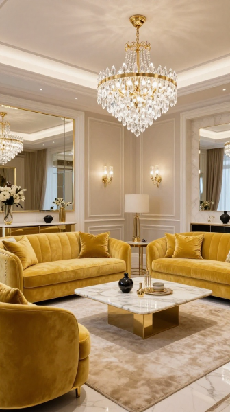 Luxury Gold and Yellow Living Room