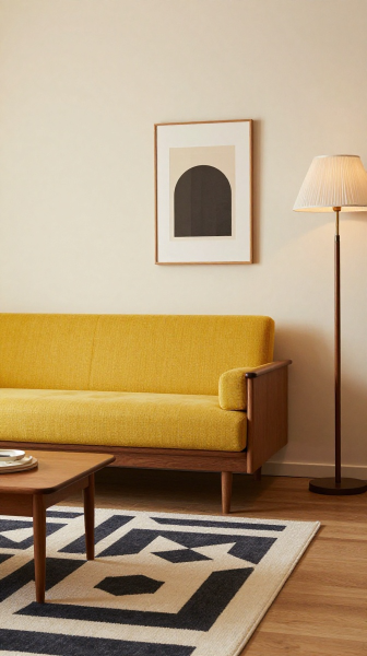 Mid Century Modern Yellow Lounge