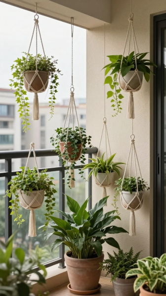 Minimalist Balcony With Black And White Decor