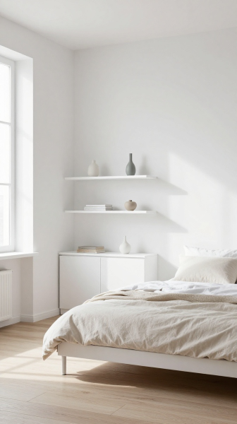 Minimalist White Loft Bedroom
