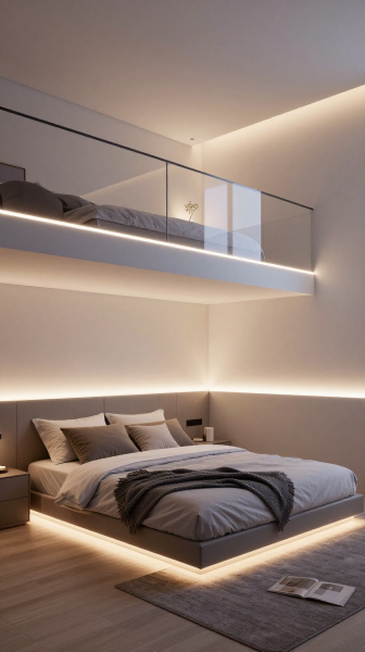 Modern Loft Bedroom With Smart Lighting