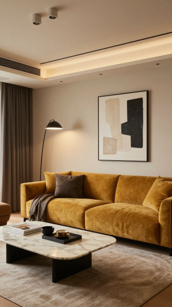 Mustard Yellow Modern Living Room