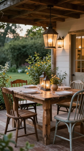 Outdoor Farmhouse Dining Area