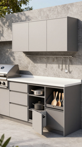 Outdoor Kitchen with Built In Storage