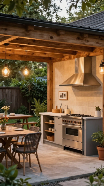 Outdoor Kitchen with Pergola