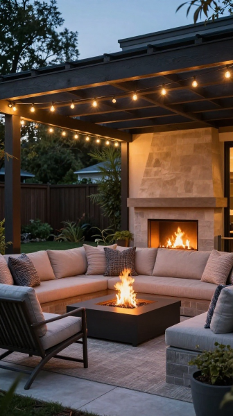 Pergola Fireplace Lounge