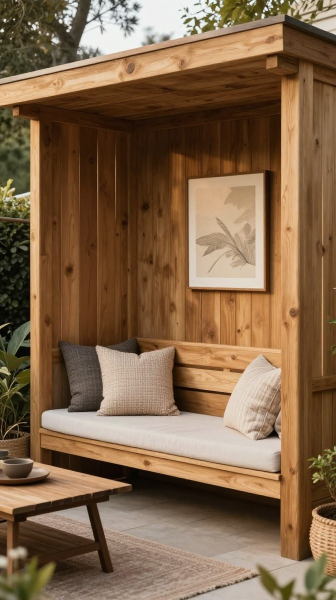 . Pergola With Built In Bench Seating