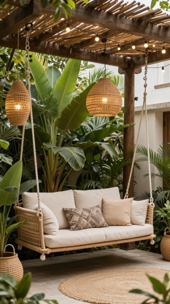 Pergola With Swing Seating