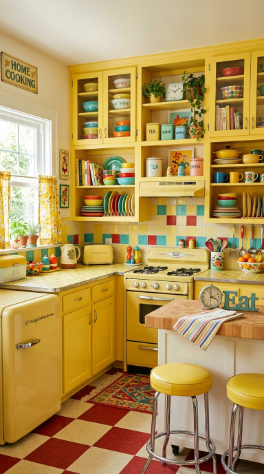 Retro Style Yellow Kitchen